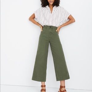 Madewell Olive Green Wide-Leg Cropped Pants